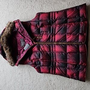 Nwt Eddie Bauer Down Hooded Vest Red Plaid Xxl TALL